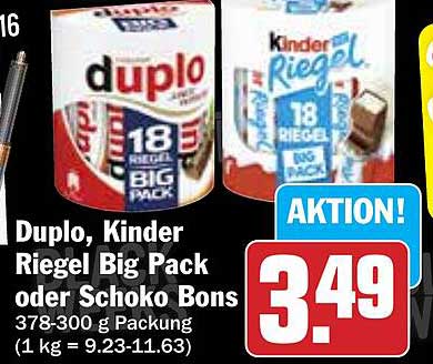 Duplo, Kinder Riegel Big Pack oder Schoko Bons