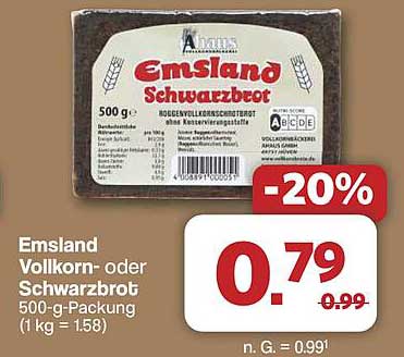 Emsland Vollkorn- oder Schwarzbrot