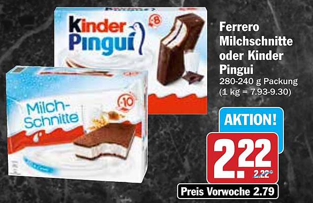 Ferrero Milchschitte oder Kinder Pingui