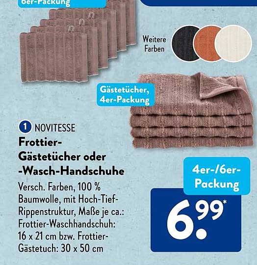 Frottier-Gästetücher oder -Wasch-Handschuhe