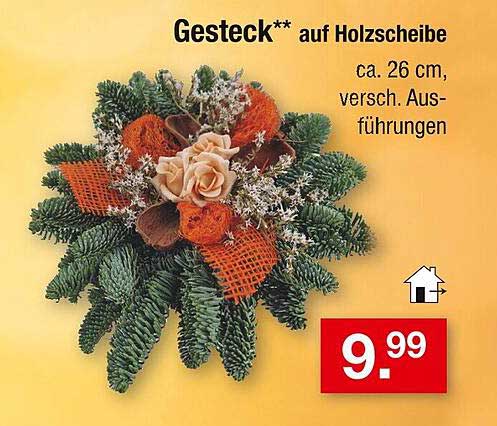 Gesteck** auf Holzscheibe