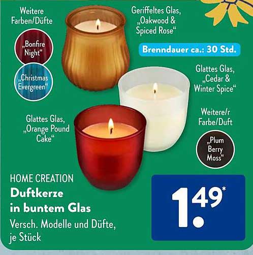 HOME CREATION Duftkerze in buntem Glas