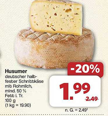 Husumer deutscher halb-fester Schnittkäse mit Rohmilch