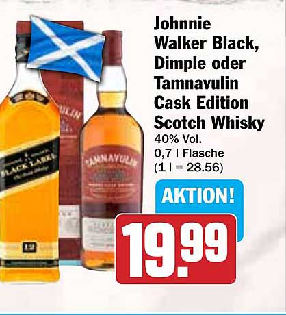 Johnnie Walker Black, Dimple oder Tamnavulin Cask Edition Scotch Whisky