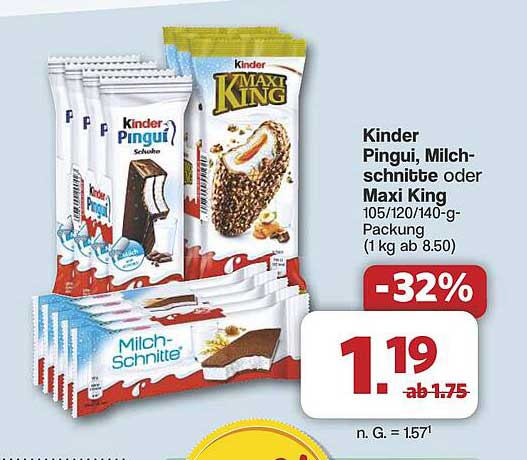 Kinder Pingui, Milchsnitte oder Maxi King