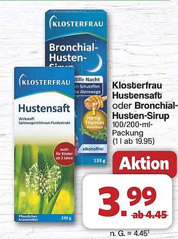 Klosterfrau Hustensaft oder Bronchial-Husten-Sirup