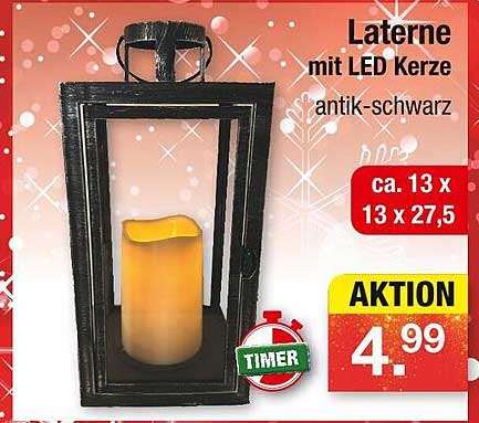 Laterne mit LED Kerze antik-schwarz