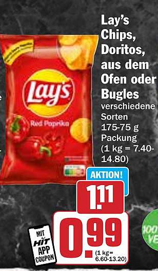 Lay’s Chips, Doritos, aus dem Ofen oder Bugles