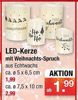 LED-Kerze mit Weihnachts-Spruch aus Echtwachs