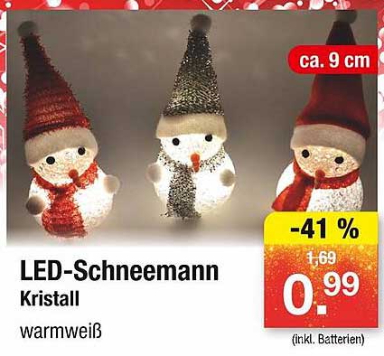 LED-Schneemann Kristall warmweiß