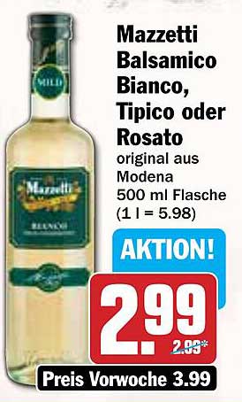 Mazzetti Balsamico Bianco, Tipico oder Rosato