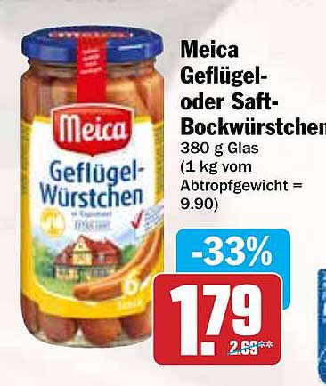 Meica Geflügel- oder Saft-Bockwürstchen