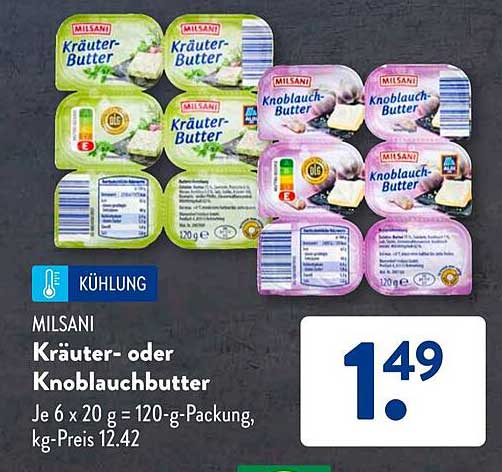 Milsani Kräuter- oder Knoblauchbutter