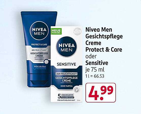 Nivea Men Gesichtspflege Creme Protect & Care oder Sensitive