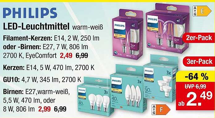 PHILIPS LED-Leuchtmittel warm-weiß