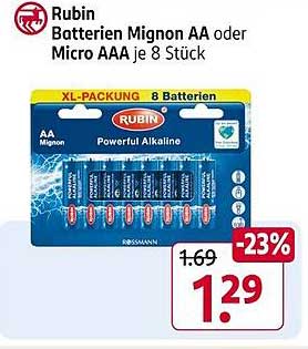 Rubin Batterien Mignon AA oder Micro AAA je 8 Stück