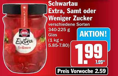 Schwartau Extra, Samt oder Weniger Zucker