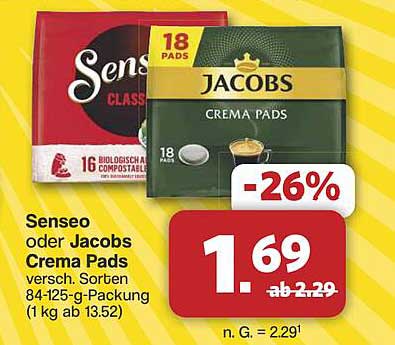 Senseo oder Jacobs Crema Pads