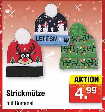 Strickmütze mit Bommel