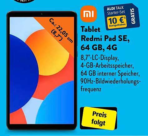 Tablet Redmi Pad SE, 64 GB, 4G