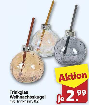 Trinkglas Weihnachtskugel