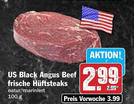 US Black Angus Beef frische Hüftsteaks