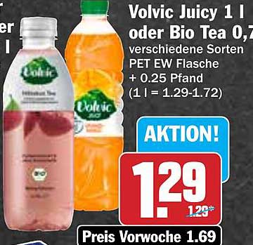 Volvic Juicy 1 l oder Bio Tea 0,7 l