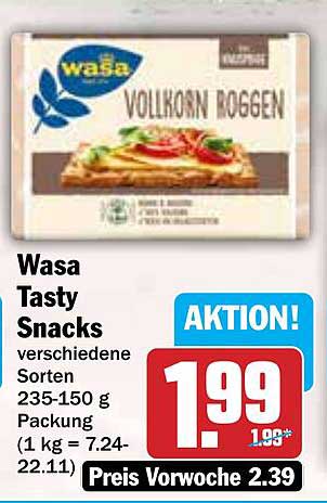 Wasa Tasty Snacks Vollkorn Roggen