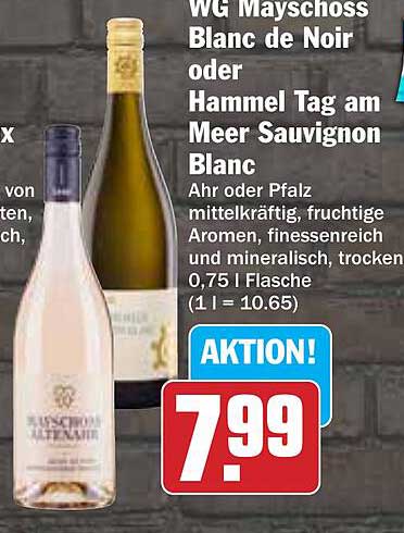 WG Mayschoss Blanc de Noir oder Hammel Tag am Meer Sauvignon Blanc