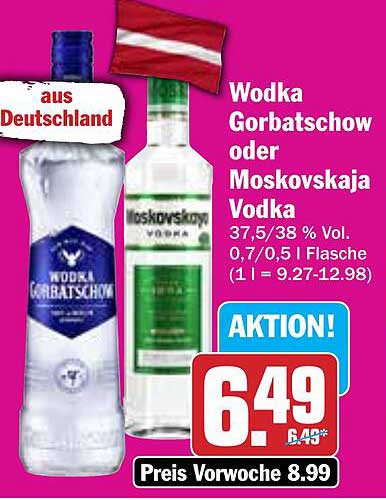 Wodka Gorbatchow oder Moskovskaja Vodka