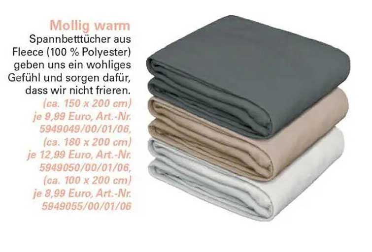 Mollig warm Spannbettücher aus Fleece (100 % Polyester)