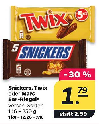 Snickers, Twix oder Mars 5er-Riegel