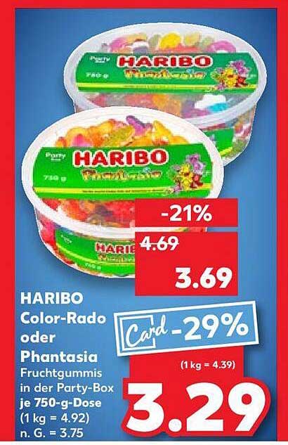 HARIBO Color-Rado oder Phantasie Fruchtgummis in der Party-Box