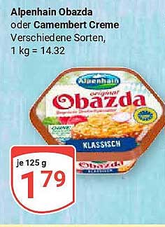 Alpenhain Obazda oder Camembert Creme