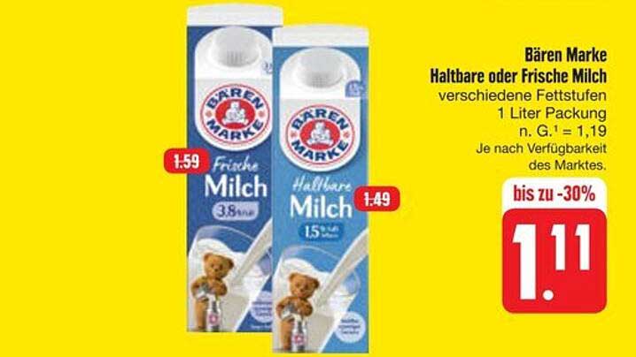 Bären Marke Haltbare oder Frische Milch