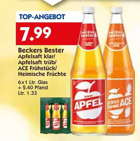 Beckers Bester Apfelsaft klar/ Apfelsaft trüb ACE Frühstück/ Heimische Früchte