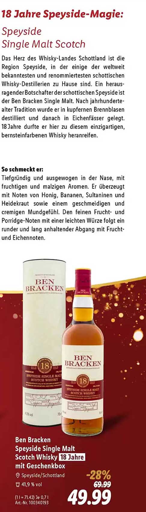 Ben Bracken Speyside Single Malt Scotch Whisky 18 Jahre mit Geschenkbbox