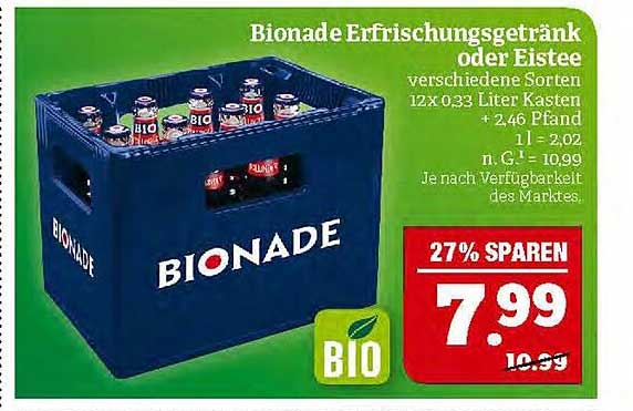 Bionade Erfrischungsgetränk oder Eistee