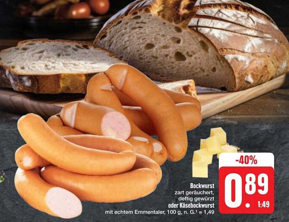 Bockwurst zart geräuchert, deftig gewürzt oder Käsebockwurst