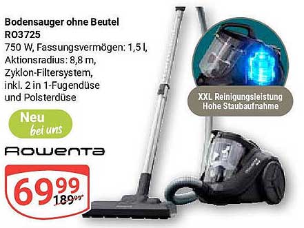 Bodenstaubsauger ohne Beutel RO3725