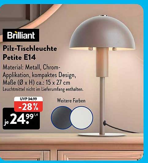 Brilliant Pilz-Tischleuchte Petite E14