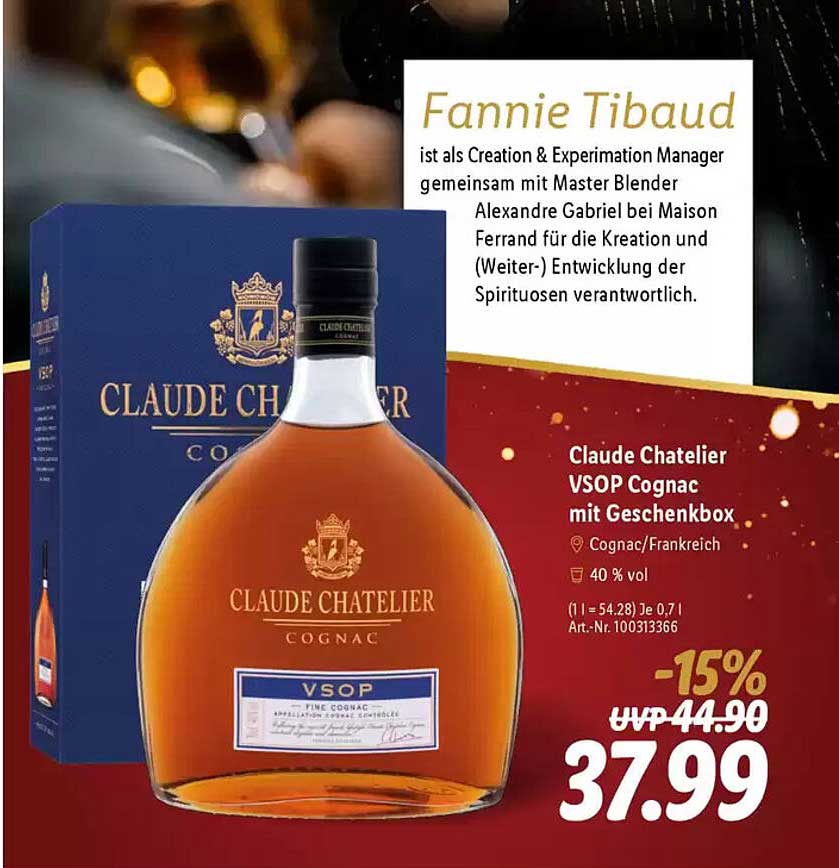 Claude Chatelier VSOP Cognac mit Geschenkbox