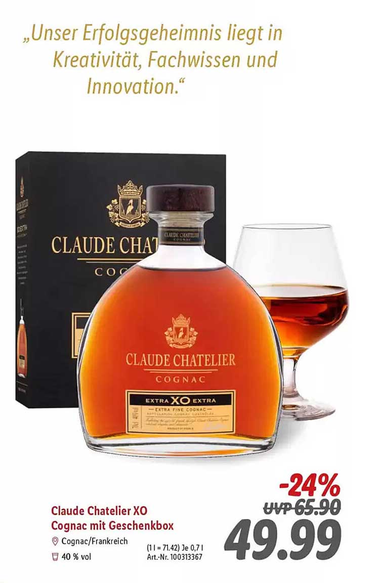 Claude Chatelier XO Cognac mit Geschenkbox