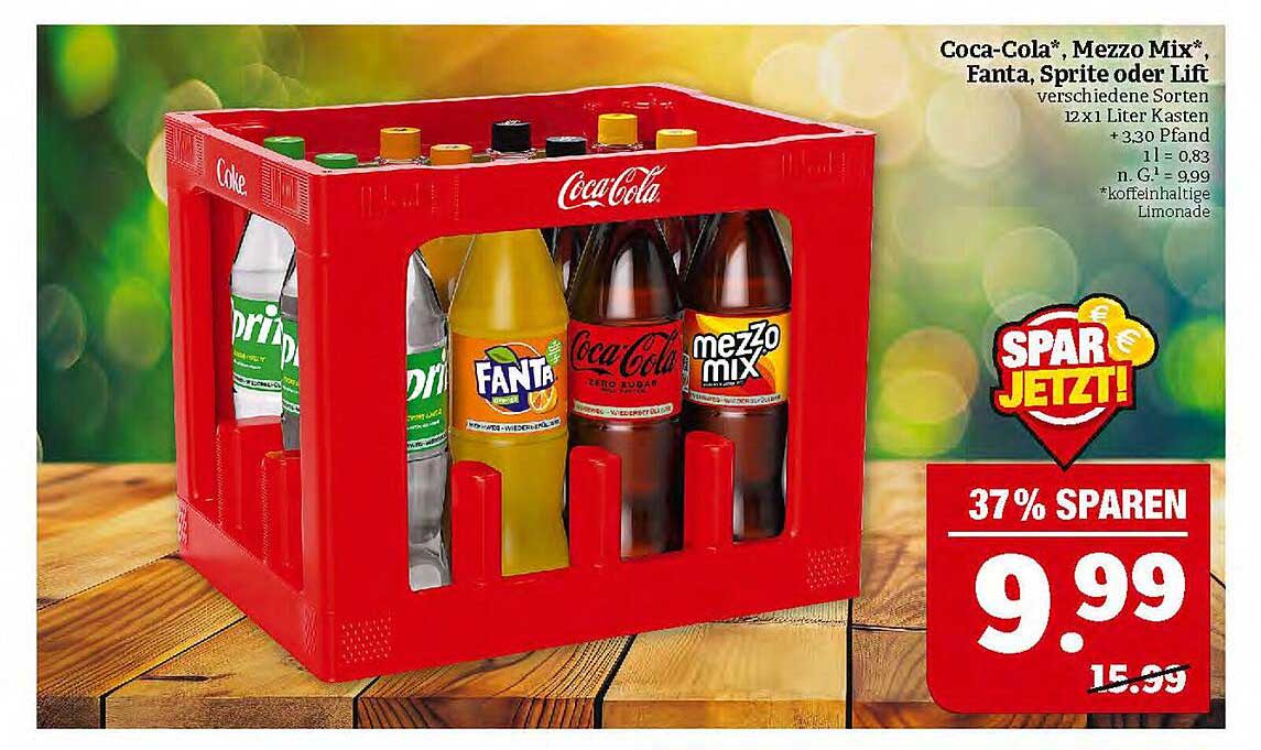 Coca-Cola*, Mezzo Mix*, Fanta, Sprite oder Lift