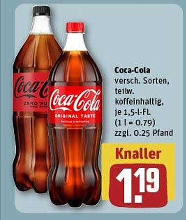 Coca-Cola versch. Sorten, teiw. koffeinhaltig