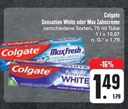 Colgate Sensation White oder Max Zahnpasta