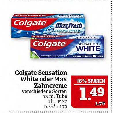 Colgate Sensation White oder Max Zahnpasta