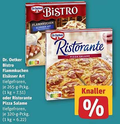 Dr. Oetker Bistro Flammkuchen Elsässer Art oder Ristorante Pizza Salame