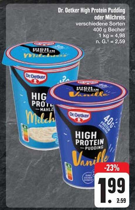 Dr. Oetker High Protein Pudding oder Milchreis