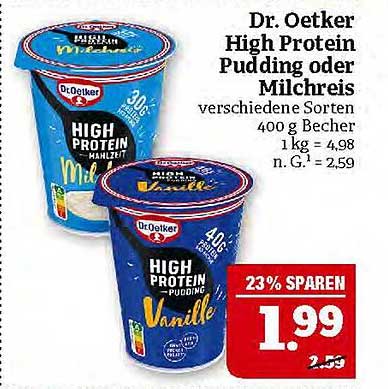 Dr. Oetker High Protein Pudding oder Milchreis